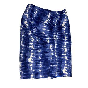 Eva Franco Araca Pencil Skirt Blue White Cotton Womens Size 4 USA Anthropologie